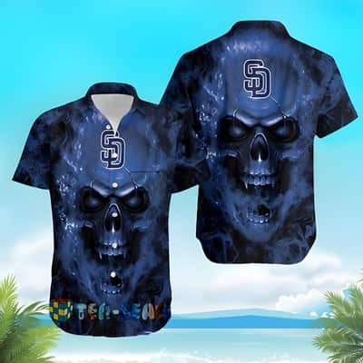 MLB San Diego Padres Hawaiian Shirt Skull Smoke Pattern