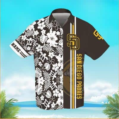 MLB San Diego Padres Hawaiian Shirt Turtle And Flower Pattern Custom Name
