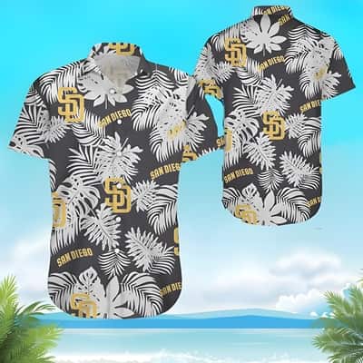 MLB San Diego Padres Hawaiian Shirt White Tropical Leaves