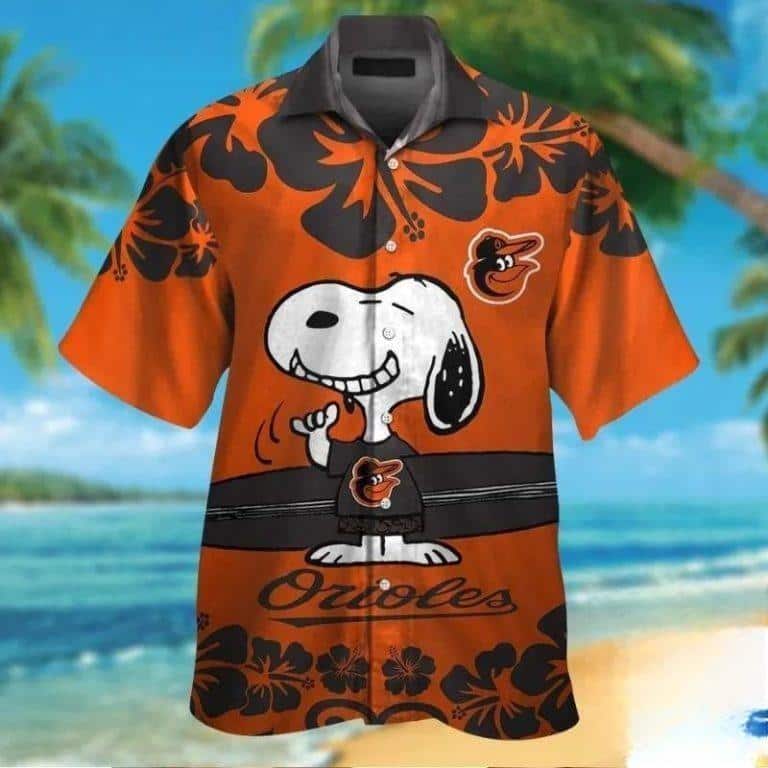 MLB Baltimore Orioles Hawaiian Shirt Snoopy Surfboard Beach Lovers Gift