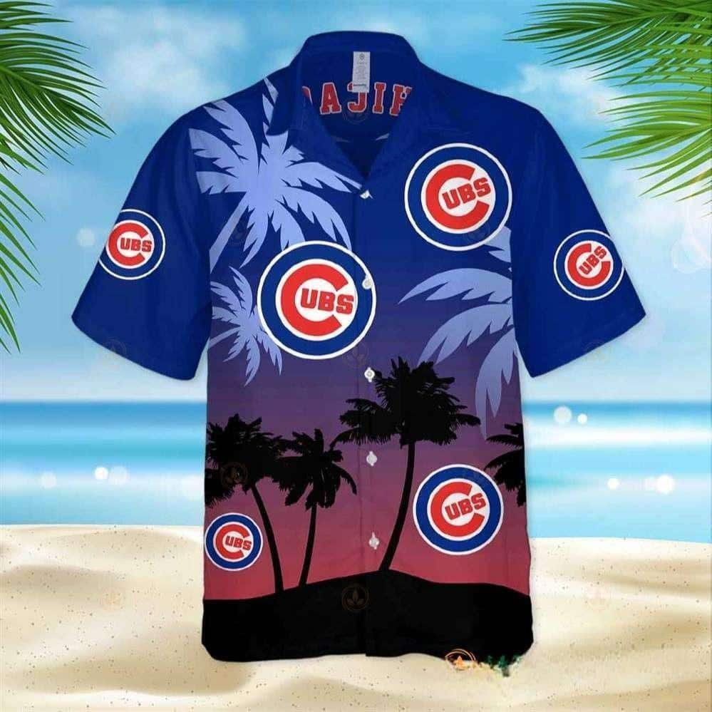 MLB Chicago Cubs Hawaiian Shirt Sunset And Coconut Tree Beach