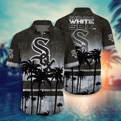 MLB Chicago White Sox Hawaiian Shirt Dark Aloha Palm Trees Summer Vacation Gift