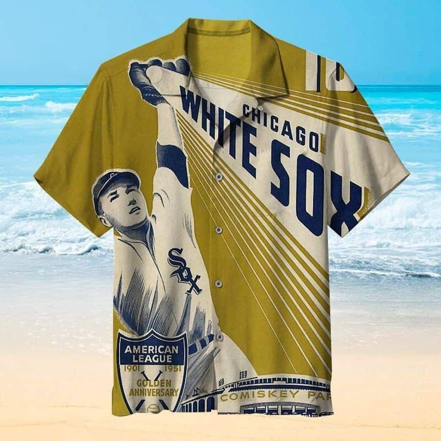 Vintage MLB Chicago White Sox Hawaiian Shirt American League Golden Anniversary Beach Trip Gift