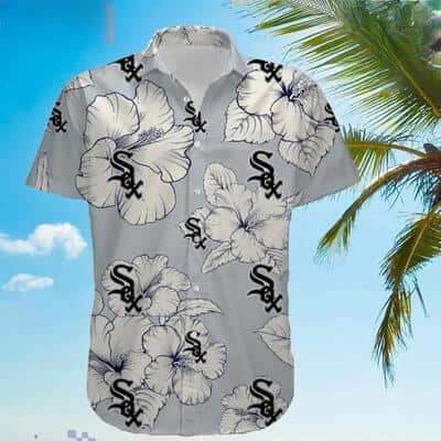 MLB Chicago White Sox Hawaiian Shirt Black White Gray Hibiscus Beach Trip Gift