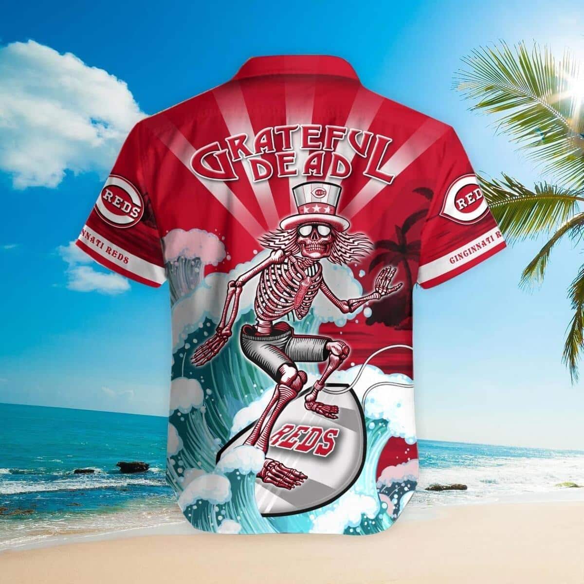 MLB Cincinnati Reds Hawaiian Shirt Funny Surfing Grateful Dead Summer Vacation Gift