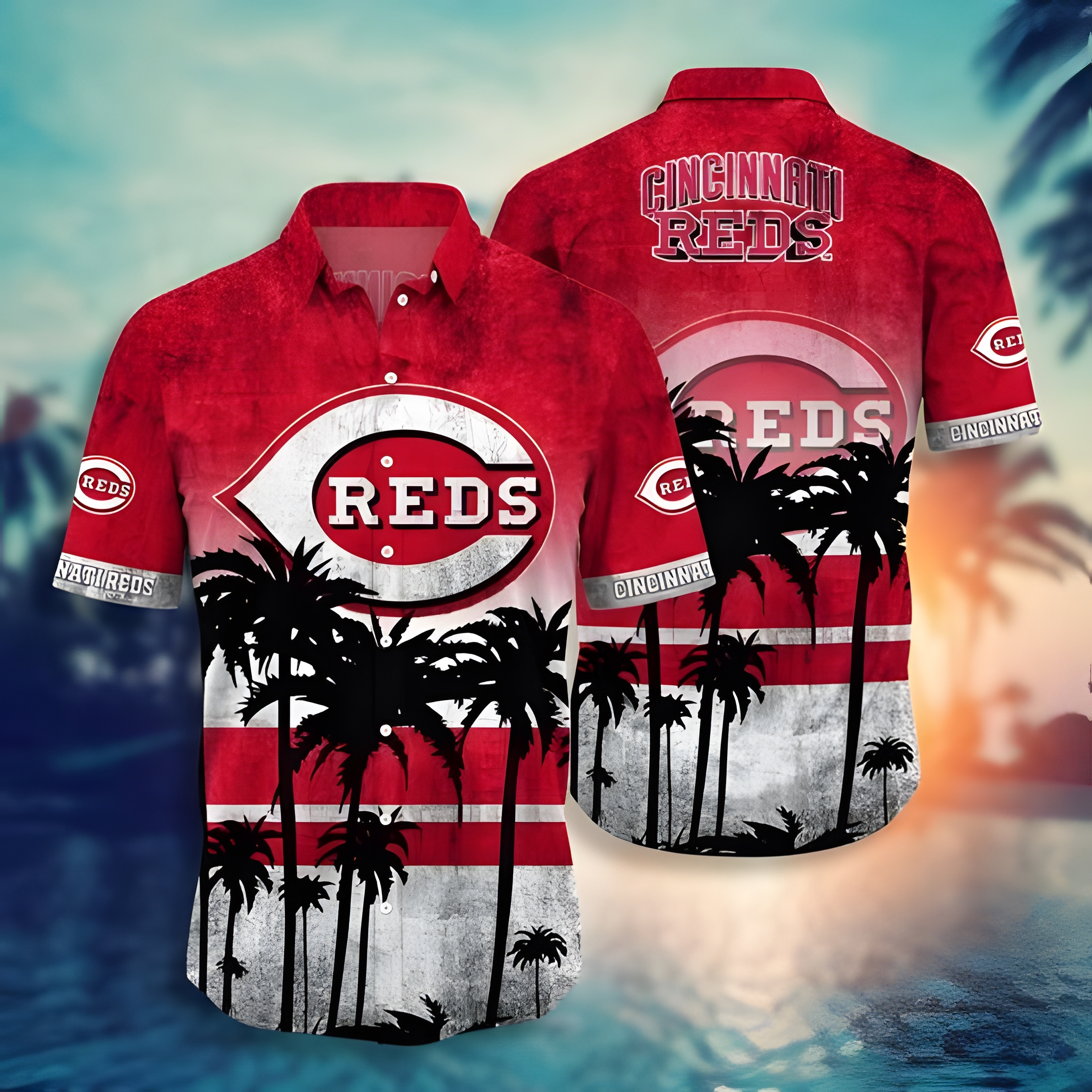 MLB Cincinnati Reds Hawaiian Shirt Aloha Palm Trees Summer Holiday Gift