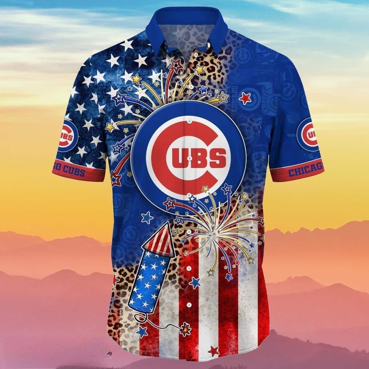 MLB Chicago Cubs Hawaiian Shirt US Flag With Fireworks Unique Gift For Fans