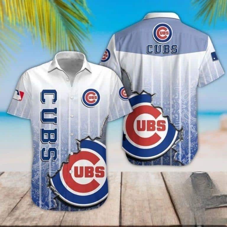MLB Chicago Cubs Hawaiian Shirt Blue Stripes Aloha Gift For Baseball Fans