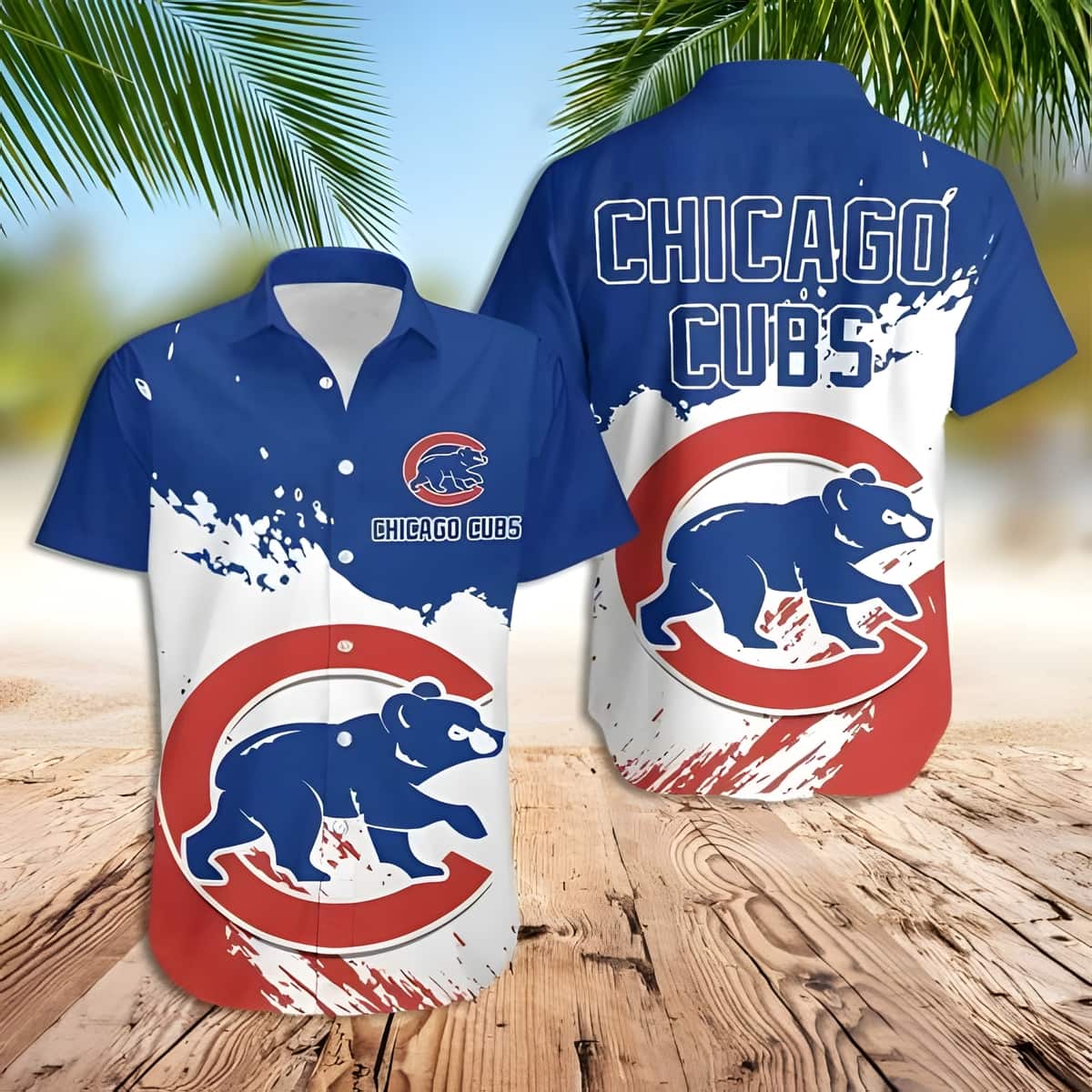 MLB Chicago Cubs Hawaiian Shirt Bear Logo Beach Gift For Baseball Clubs
