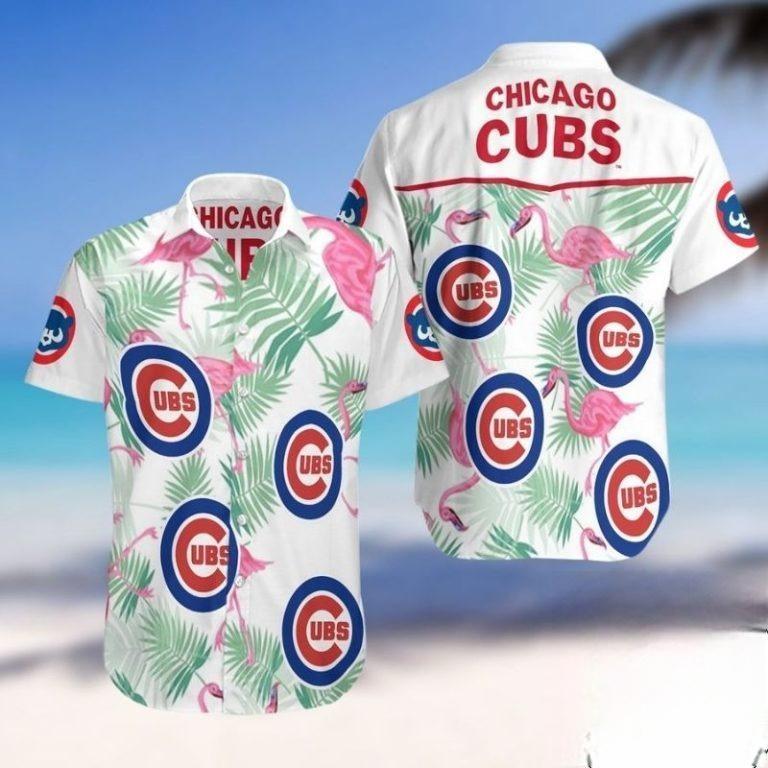 MLB Chicago Cubs Hawaiian Shirt Flamingos And Tropical Leaves Beach Lovers Gift