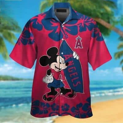 MLB Los Angeles Angels Hawaiian Shirt Mickey Mouse Surfing Funny Beach Gift