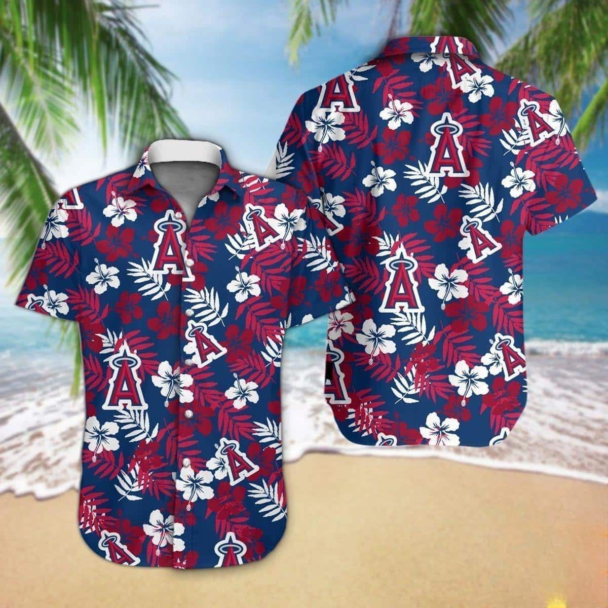 MLB Los Angeles Angels Hawaiian Shirt Tropical Flora Beach Lovers Gift