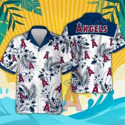 MLB Los Angeles Angels Hawaiian Shirt Tropical Flower Summer Beach Gift