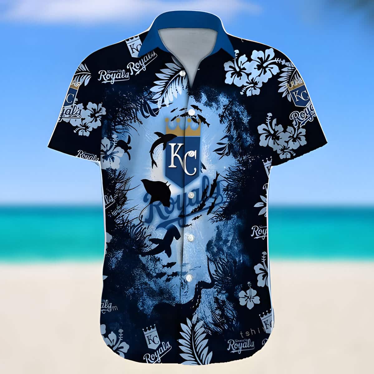 MLB Kansas City Royals Hawaiian Shirt Marine Creatures Aloha Gift For Baseball Fans