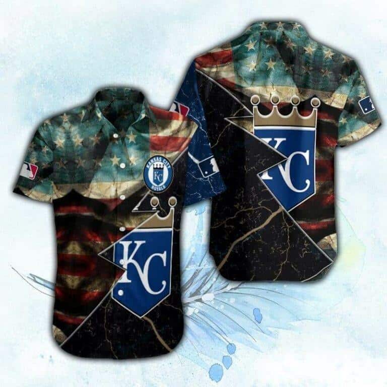 MLB Kansas City Royals Hawaiian Shirt American Flag Thunder Best Gift For Baseball Fans