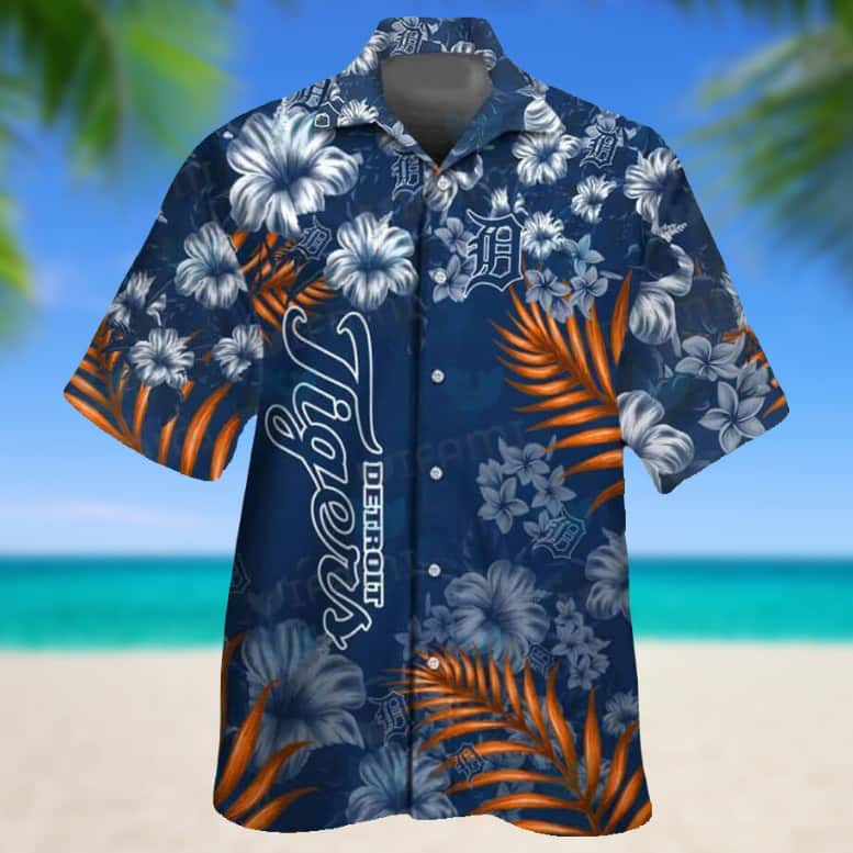MLB Detroit Tigers Hawaiian Shirt Tropical Flowers Aloha Summer Beach Gift For Baseball Lovers