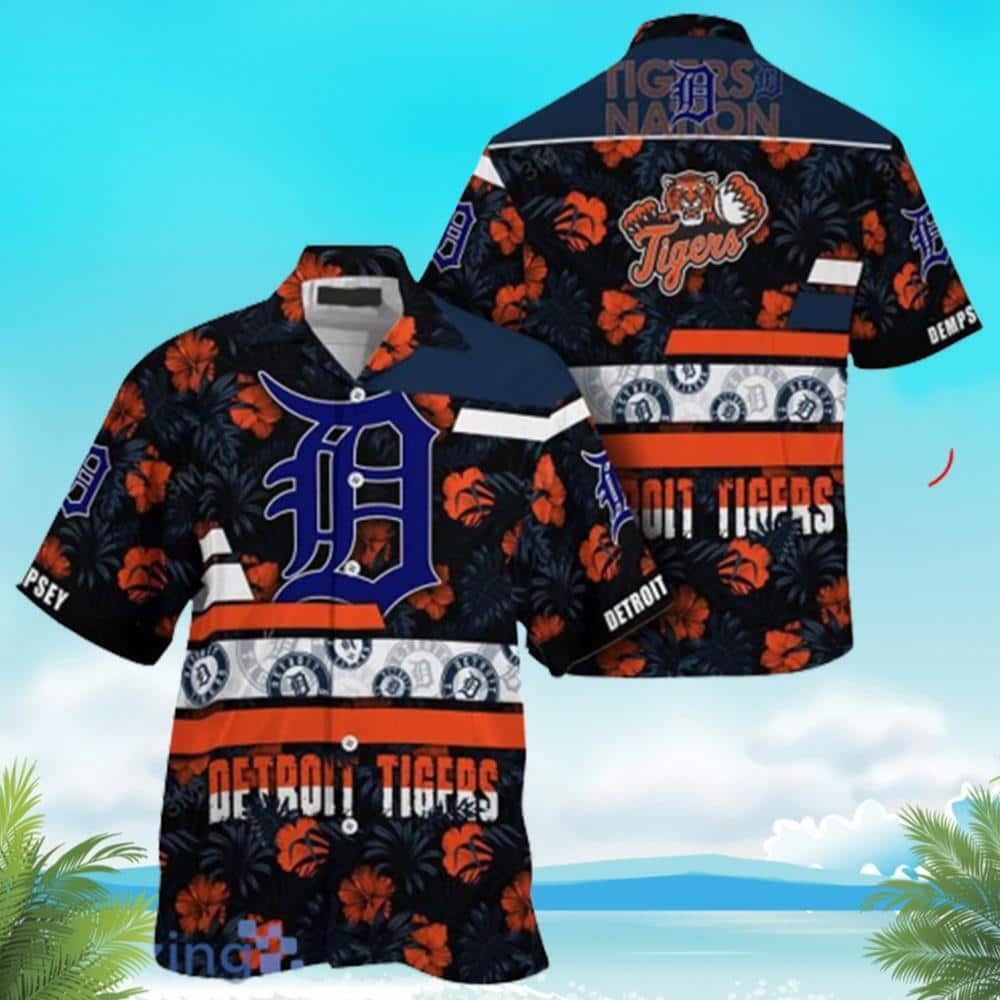 MLB Detroit Tigers Hawaiian Shirt Colorful Hibiscus Pattern Summer Aloha Beach Gift For Dad