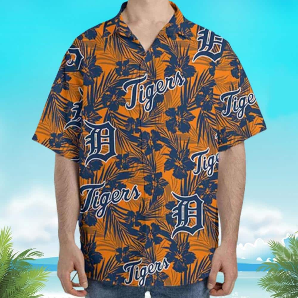 MLB Detroit Tigers Hawaiian Shirt Tropical Hibiscus Flower Pattern Best Beach Gift
