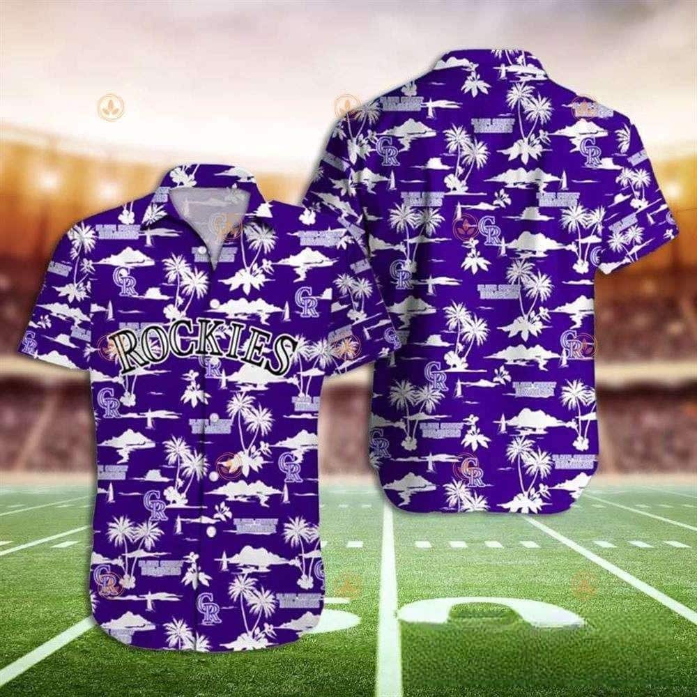 Purple Aloha MLB Colorado Rockies Hawaiian Shirt Palm Islands Summer Lover Gift
