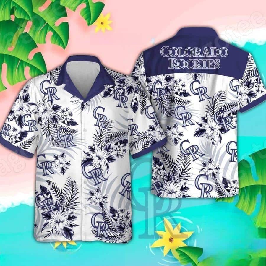 White MLB Colorado Rockies Hawaiian Shirt Tropical Flowers Best Beach Gift