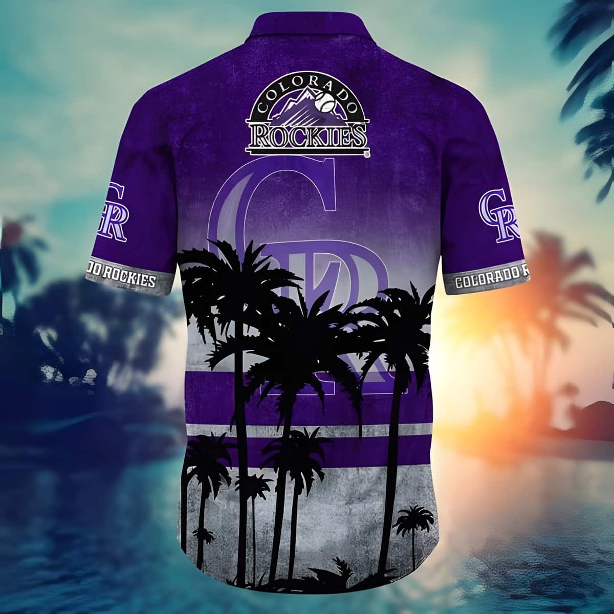 Vintage MLB Colorado Rockies Hawaiian Shirt Purple Palm Trees Summer Beach Gift