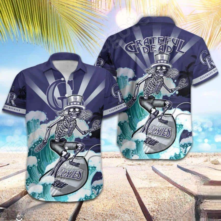 MLB Colorado Rockies Hawaiian Shirt Funny Surfing Grateful Dead Gift For Surfing Lovers