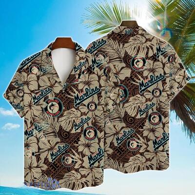 MLB Miami Marlins Hawaiian Shirt Vintage Tropical Flora Beach Lovers Gift