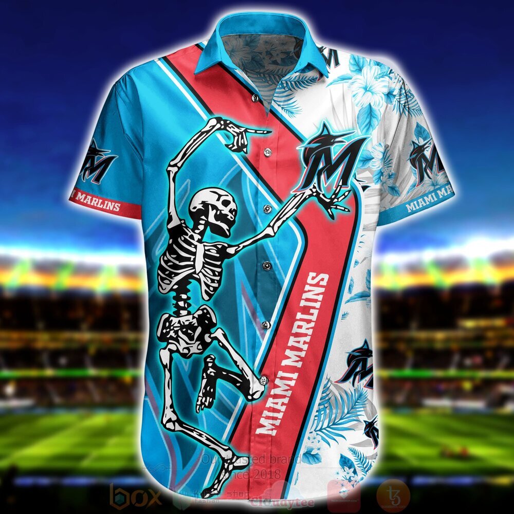 MLB Miami Marlins Hawaiian Shirt Funny Skeleton Dancing Trendy Summer Gift
