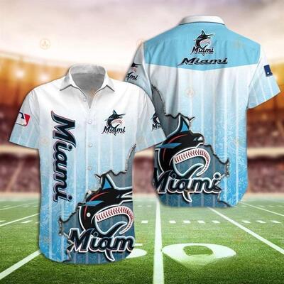 MLB Miami Marlins Hawaiian Shirt Baseball Stripe Gift For Crazy Fans