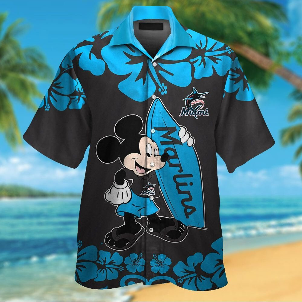 MLB Miami Marlins Hawaiian Shirt Mickey Mouse Disney Aloha Summer Gift