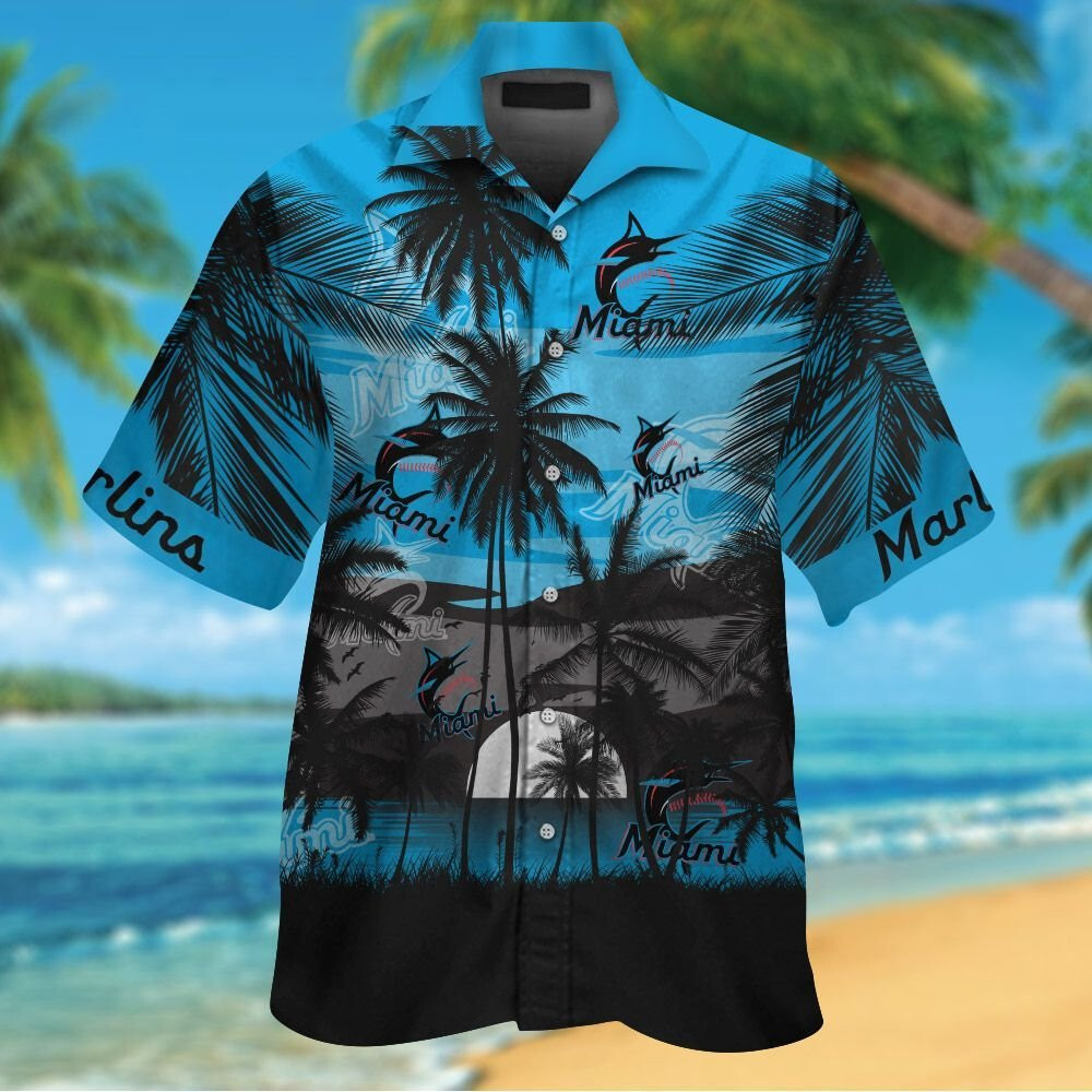 MLB Miami Marlins Hawaiian Shirt Aloha Sunset Landscape Trendy Summer Gift