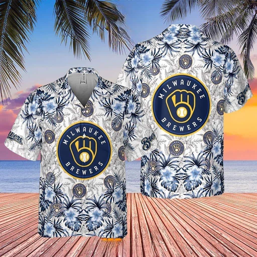 With Milwaukee Brewers Hawaiian Shirt Tropical Floret Unique Gift For MLB Fans