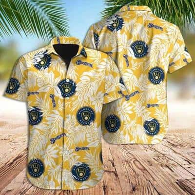 Aloha MLB Milwaukee Brewers Hawaiian Shirt Simple Tropical Leaves Beach Trip Gift