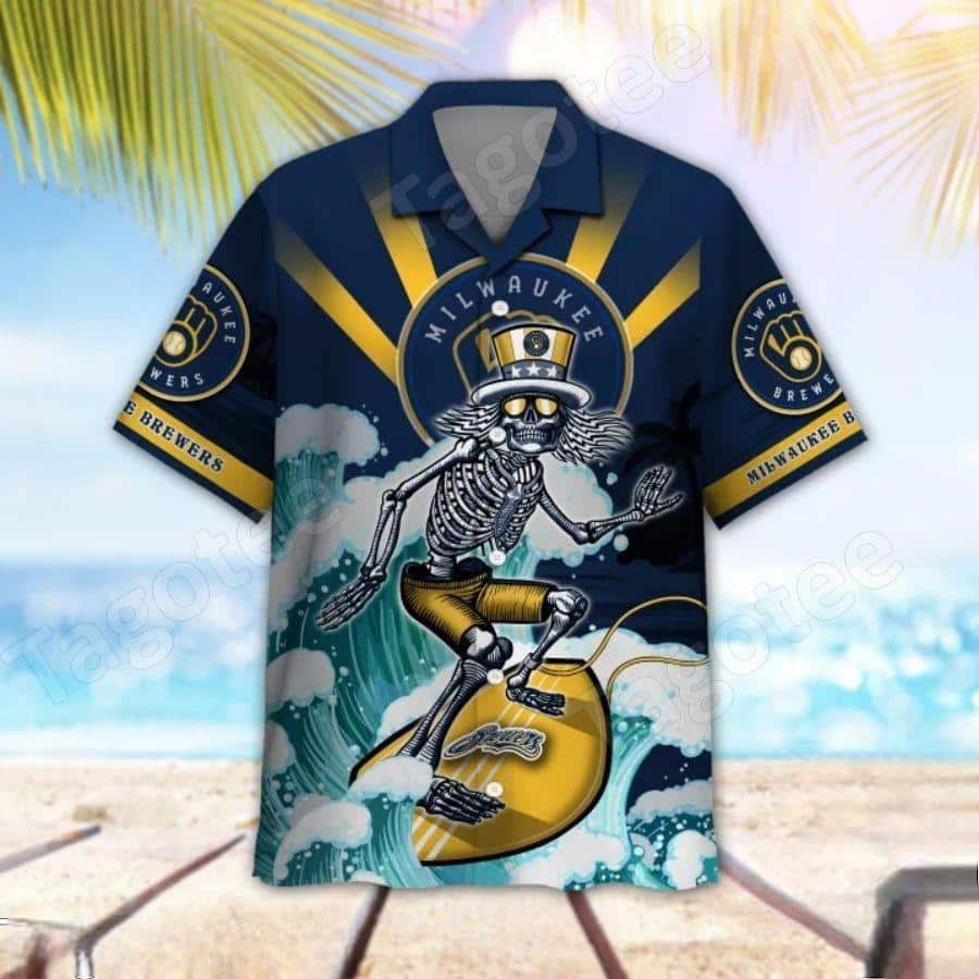 MLB Milwaukee Brewers Hawaiian Shirt Surfing Grateful Dead Aloha Gift For Summer Lovers