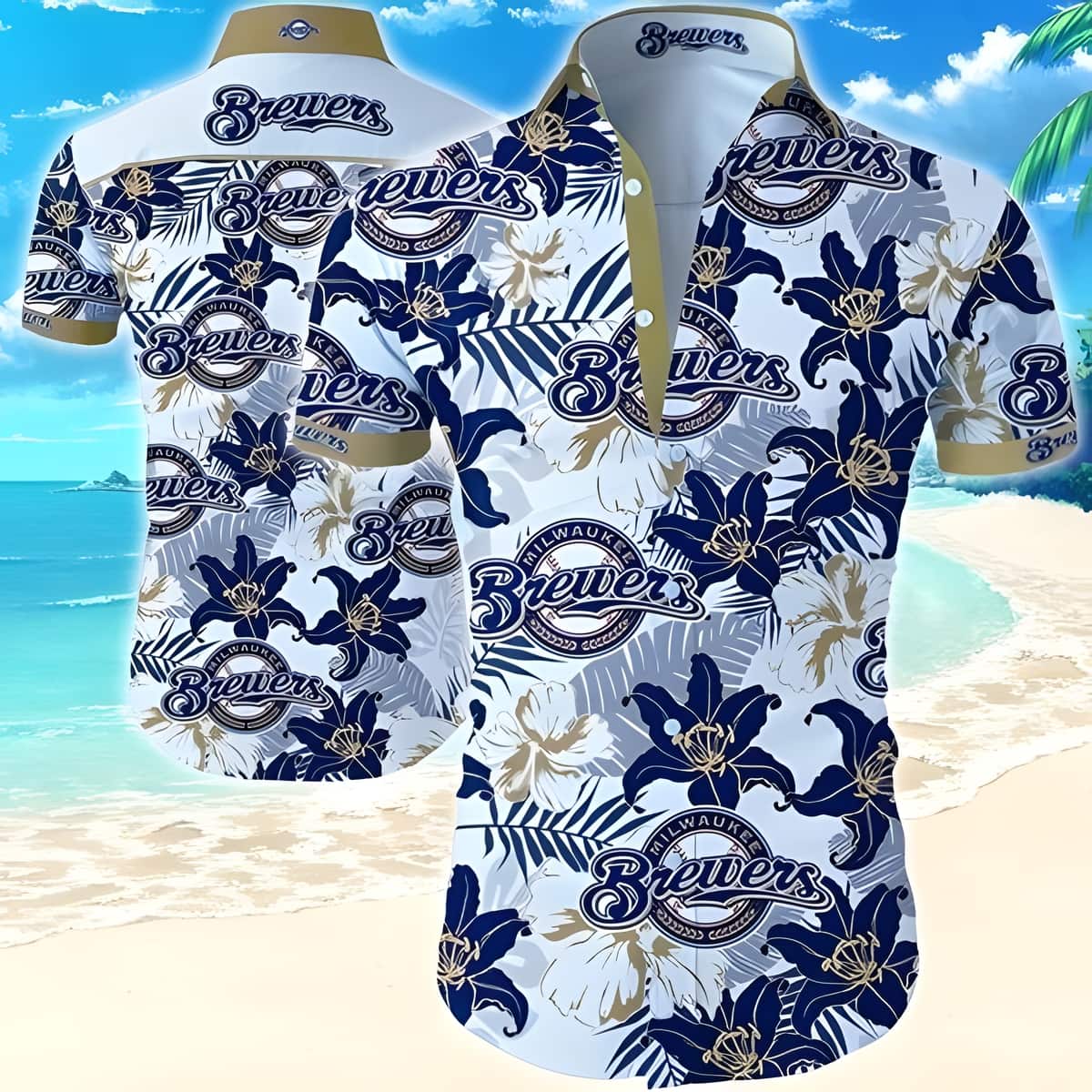 MLB Milwaukee Brewers Hawaiian Shirt Lush Aloha Bloom Beach Lovers Gift