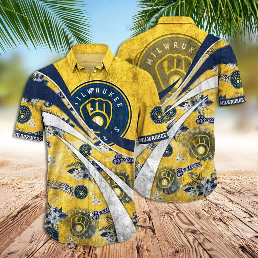 Brewers Hawaiian Shirt Baby Yoda Flower Pattern Milwaukee Brewers