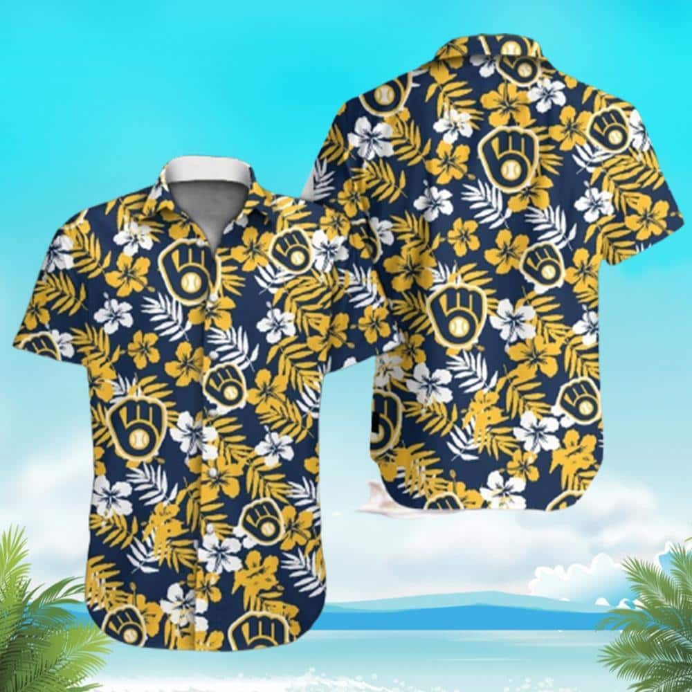 MLB Milwaukee Brewers Hawaiian Shirt Tropical Flora Summer Vacation Gift