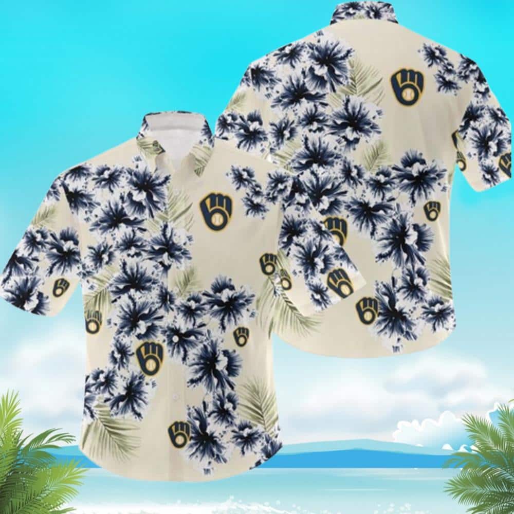 MLB Milwaukee Brewers Hawaiian Shirt Tropical Flowerets Beach Lovers Gift