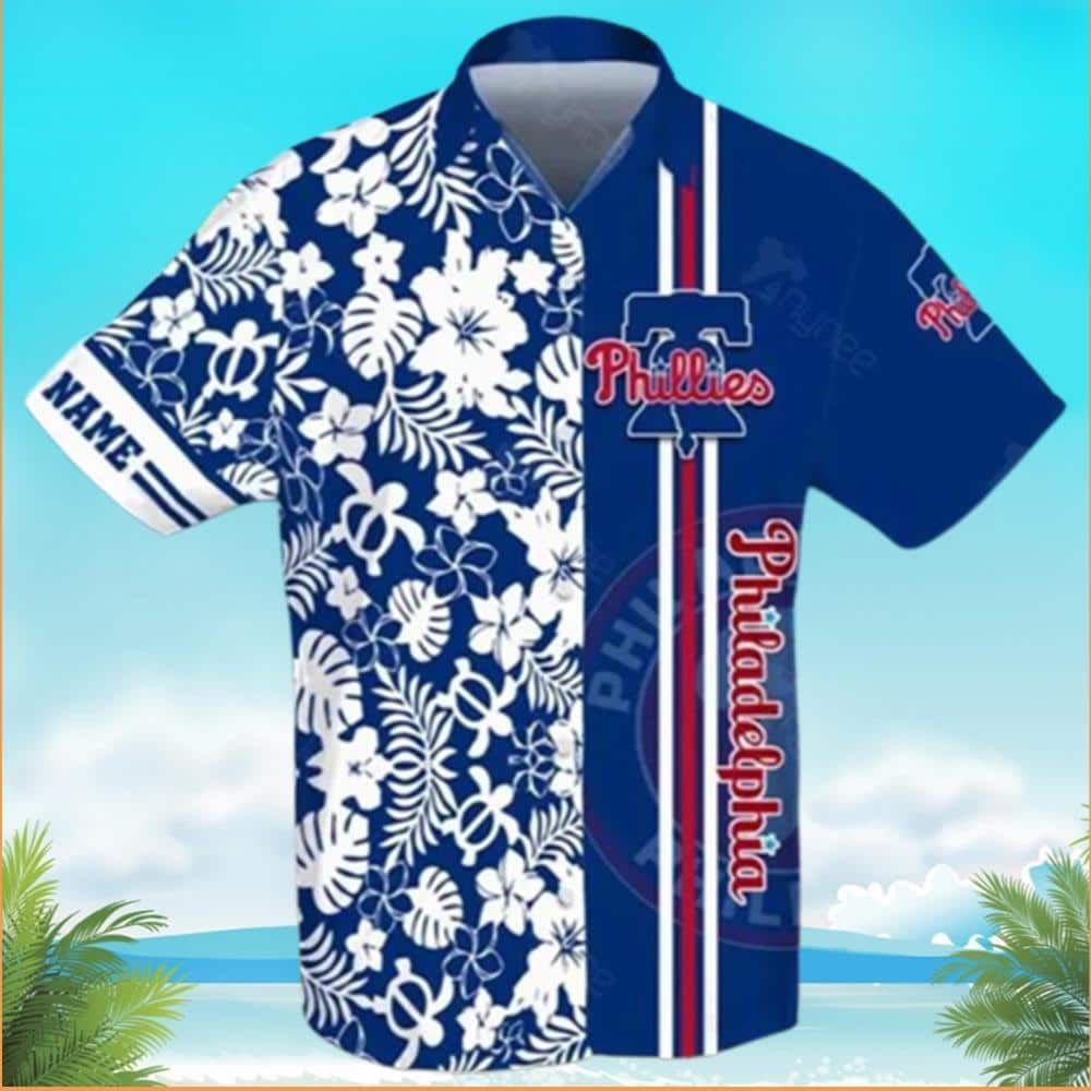 MLB Philadelphia Phillies Hawaiian Shirt Turtle And Tropical Plants Pattern Trendy Aloha Beach Lovers Gift