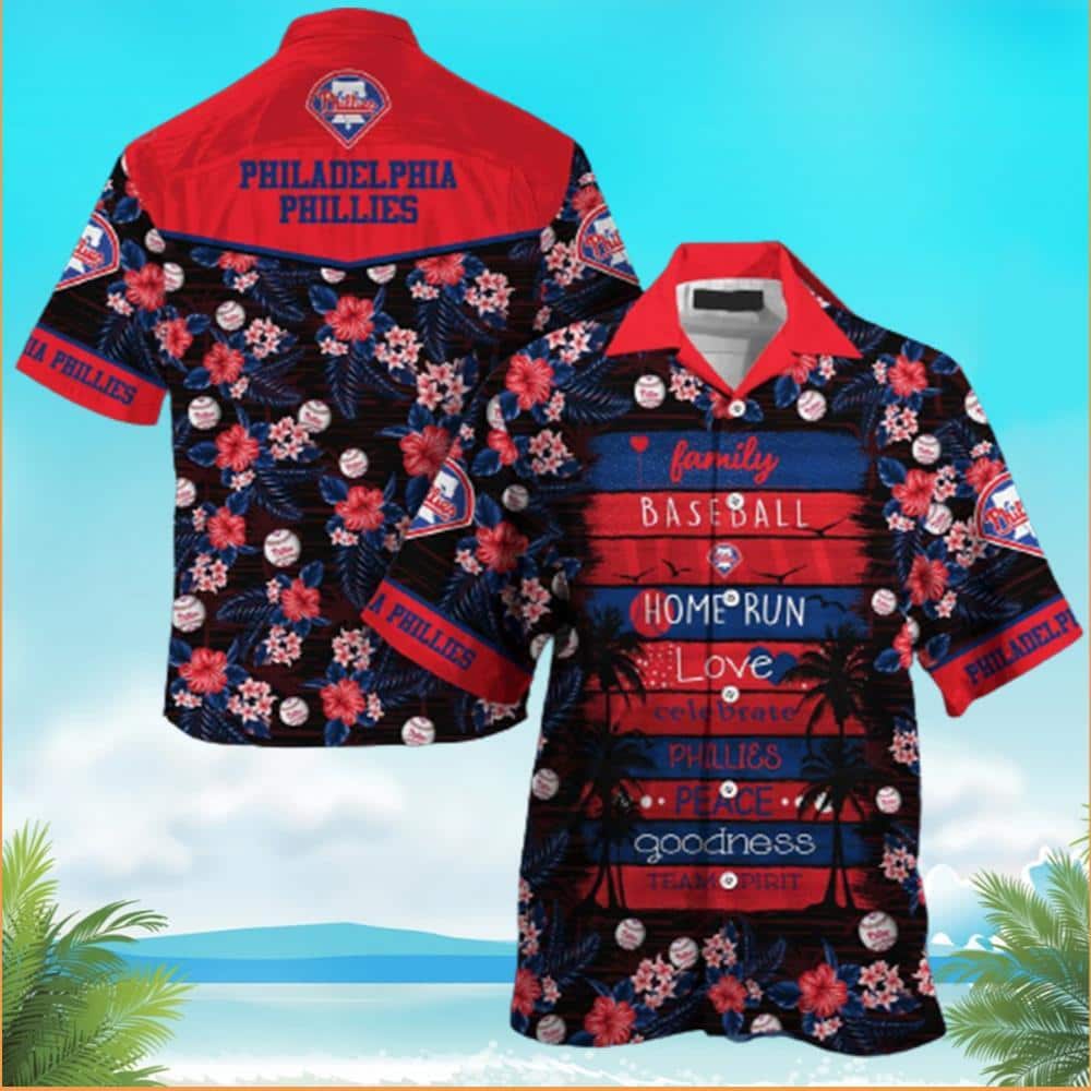 Aloha MLB Philadelphia Phillies Hawaiian Shirt Tropical Red Hibiscus In A Seamless Pattern Family Baseball Homerun Team Spirit
