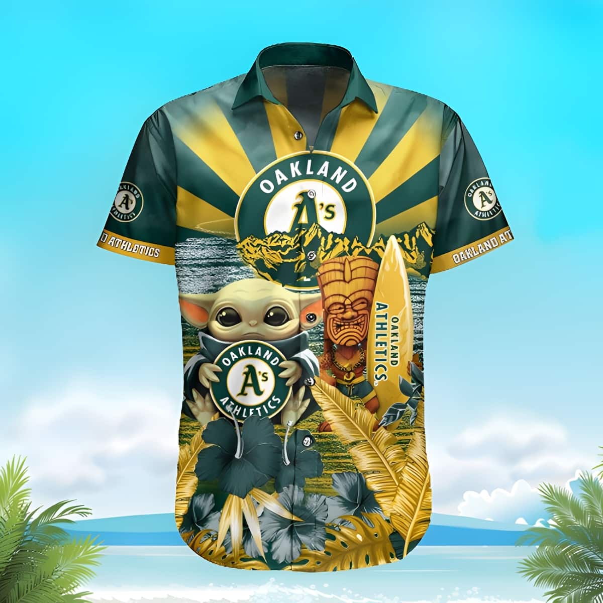 MLB Oakland Athletics Hawaiian Shirt Baby Yoda Star Wars Baseball Coach Gift