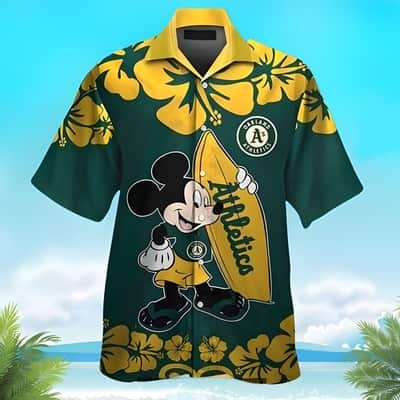 MLB Oakland Athletics Hawaiian Shirt Mickey Mouse Gift For Disney Lovers