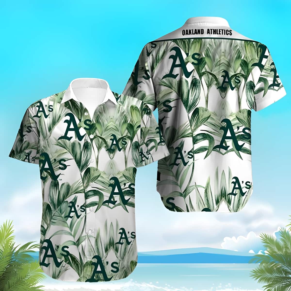 MLB Oakland Athletics Hawaiian Shirt Green Palm Branch Best Gift For MLB Fans