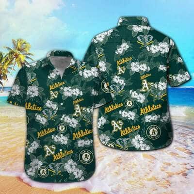 MLB Oakland Athletics Hawaiian Shirt Attractive Simple Tropical Flower Pattern Gift For Summer