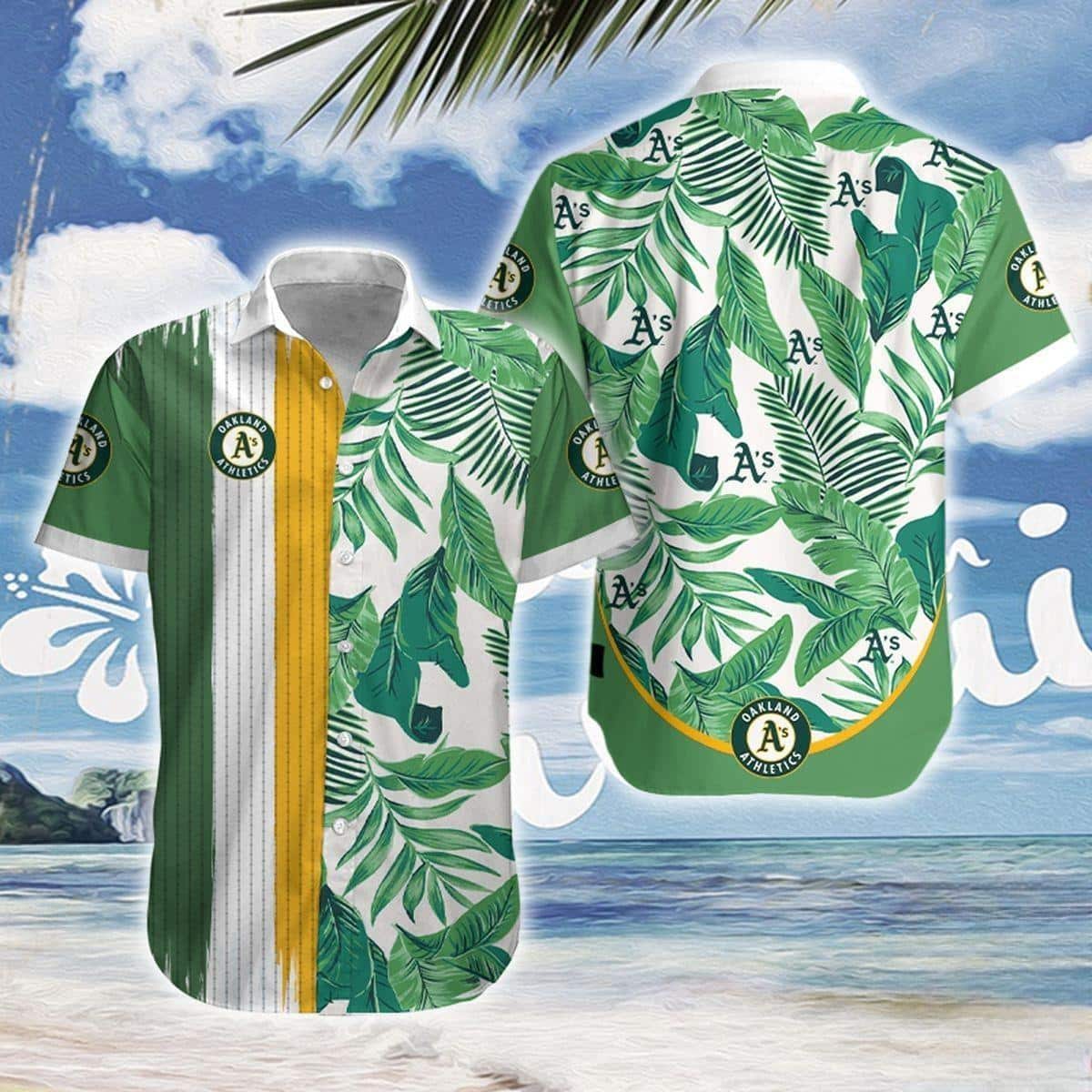 MLB Oakland Athletics Hawaiian Shirt Unique Palm Leaves Pattern Beach Gift For Him