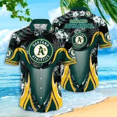 Aloha MLB Oakland Athletics Hawaiian Shirt Stylish Curves And Tropical Flower Pattern Beach Vacation Gift