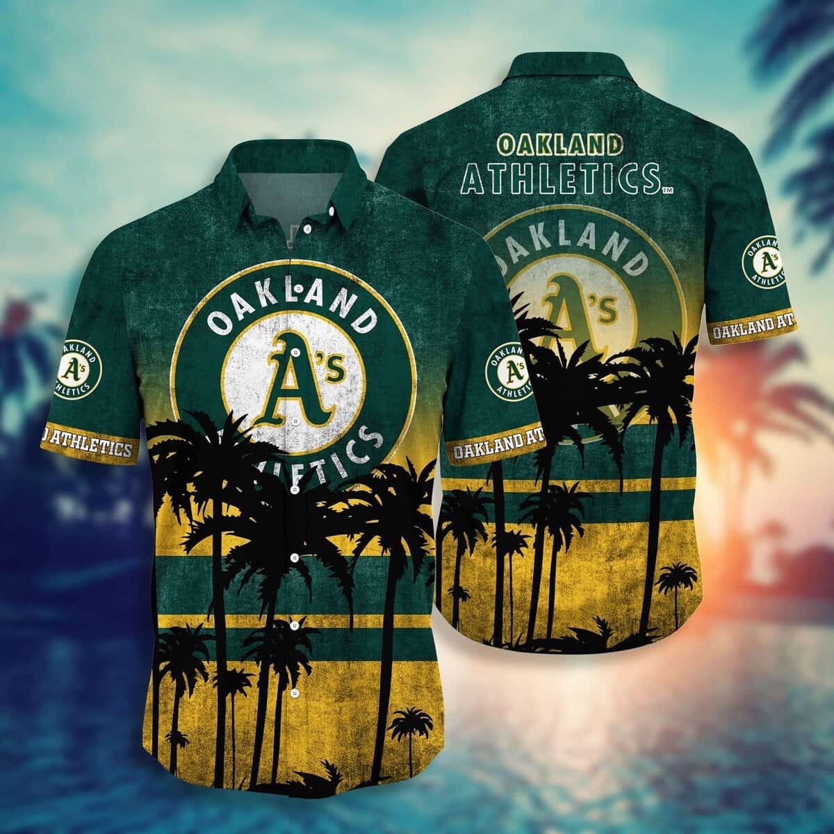MLB Oakland Athletics Hawaiian Shirt Classic Palm Trees Pattern Beach Lovers Gift