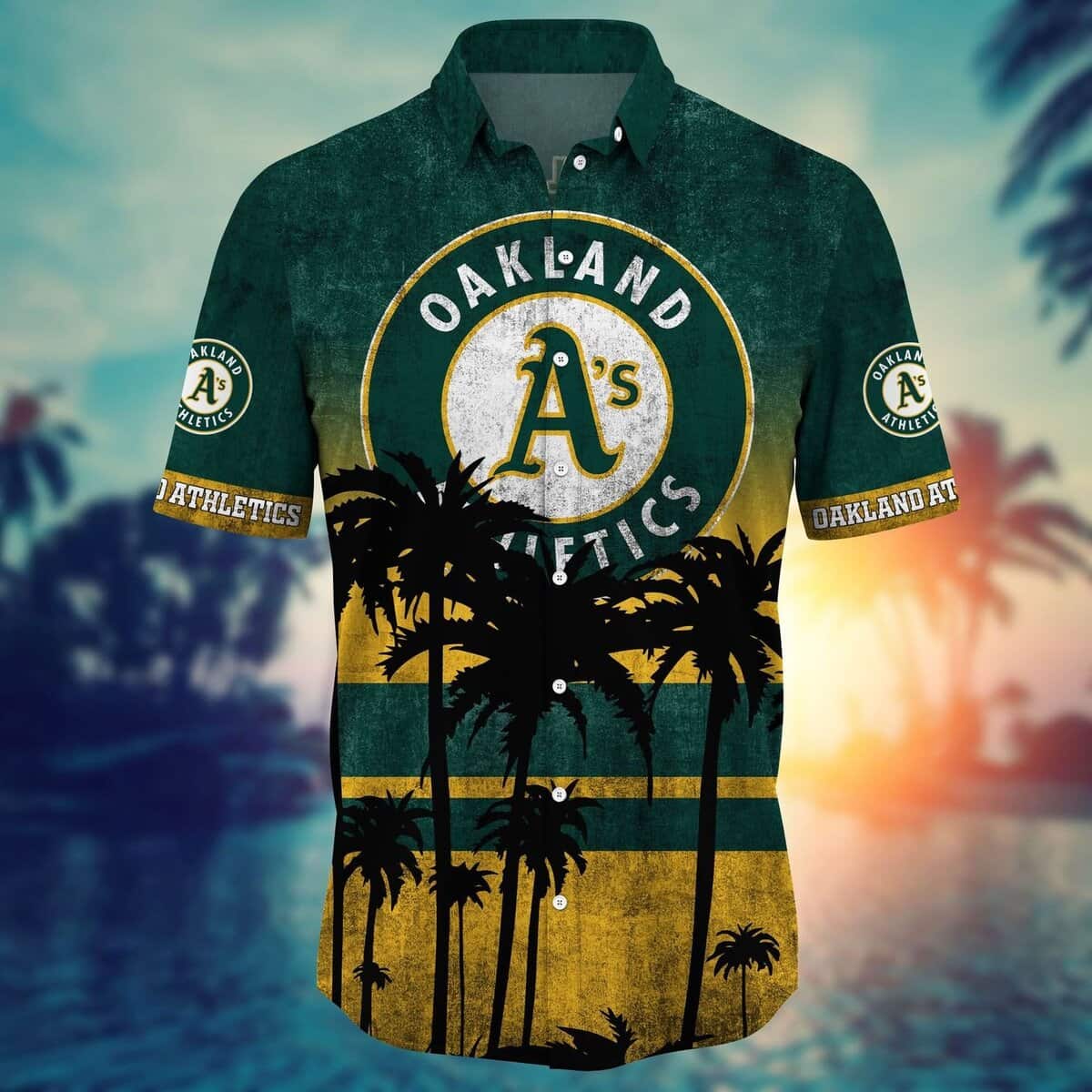 MLB Oakland Athletics Hawaiian Shirt Classic Palm Trees Pattern Beach Lovers Gift