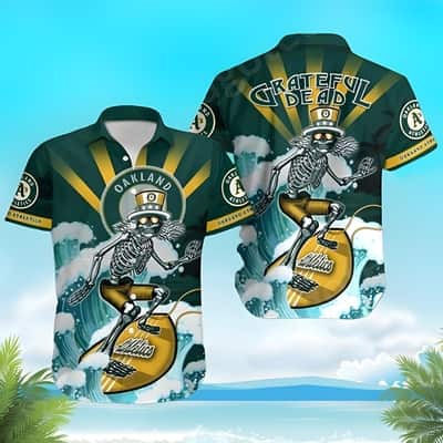 MLB Oakland Athletics Hawaiian Shirt Fashionable Surfing Grateful Dead Beach Lovers Gift