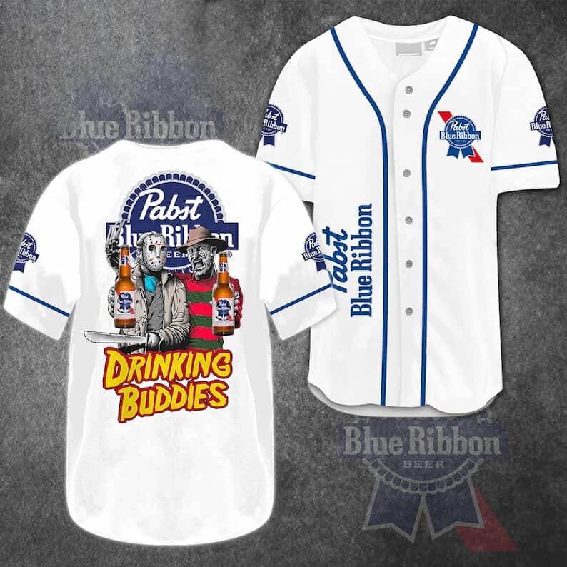 Jason Voorhees And Freddy Krueger Drinking Buddies Pabst Blue Ribbon Baseball Jersey Gift For Friends